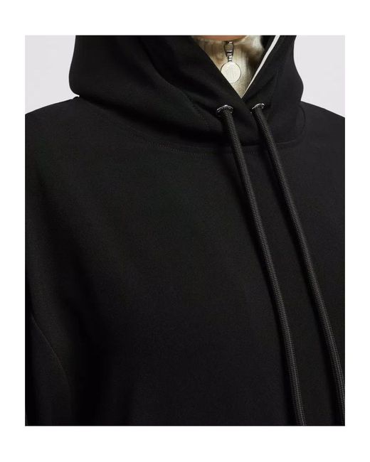 Moncler Black Logo Detailed Drawstring Hoodie