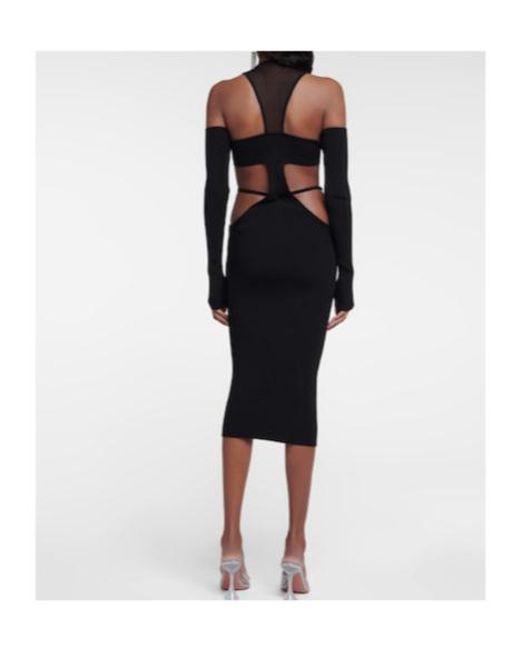Nensi Dojaka Black Cutout Midi Dress