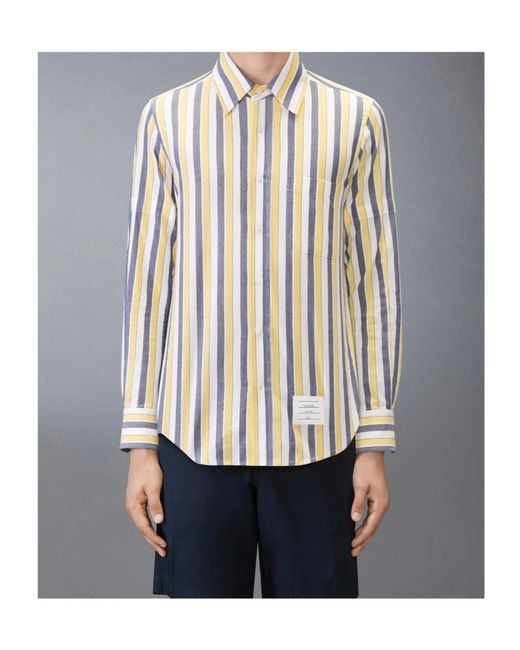 Thom Browne White Striped Button-Down Shirt for men