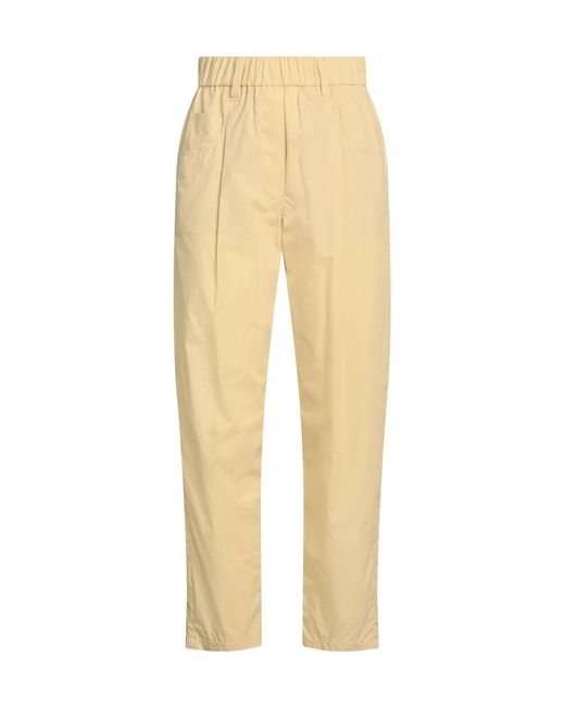 Brunello Cucinelli Natural Plain Colour Casual Trousers