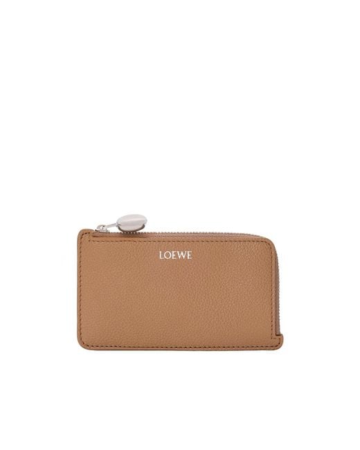 Loewe Brown Pebble Anagram-Detail Cardholder