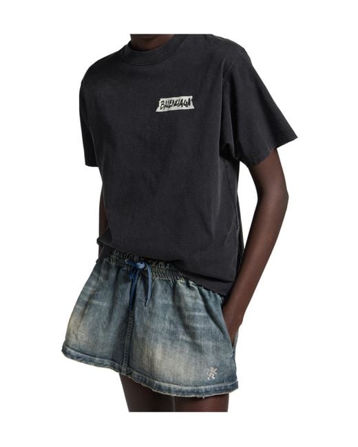 Balenciaga Black Cotton Masking Tape T-Shirt
