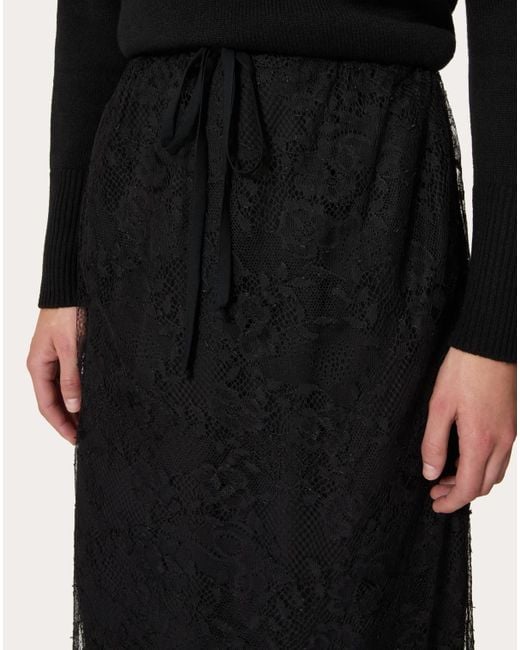 Valentino Black Lace Midi Skirt