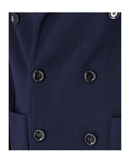 Lardini Blue Double-Breasted Patch-Pocket Jacket for men