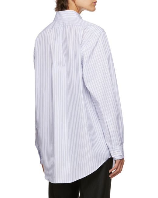 Maison Margiela Blue Pinstripe Long-Sleeved Shirt