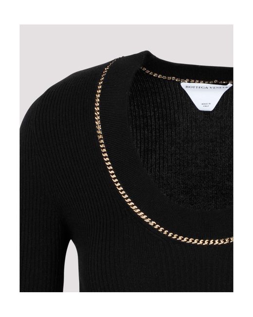 Bottega Veneta Black Chain Embellished Knitted Dress