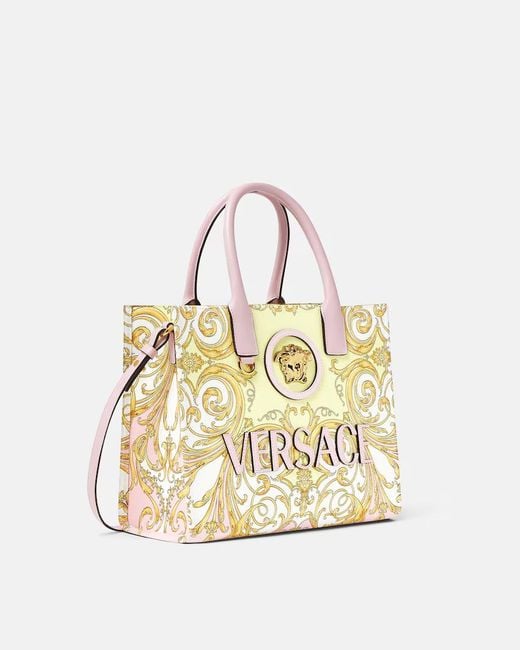 Versace Metallic La Medusa Printed Small Tote Bag