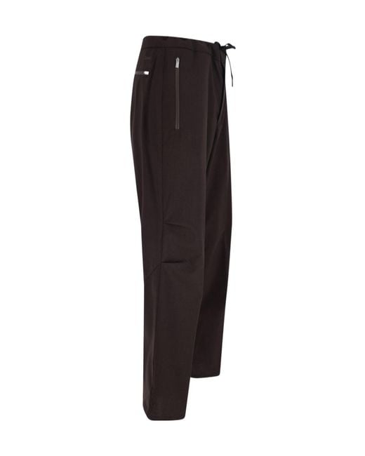 Herno Black Laminar Drawstring Straight-Leg Trousers for men