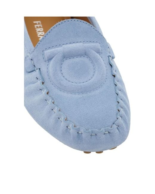 Ferragamo Blue Gancini Driver Loafer
