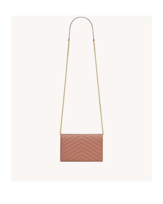 Saint Laurent White Envelope Cassandre Chain Wallet