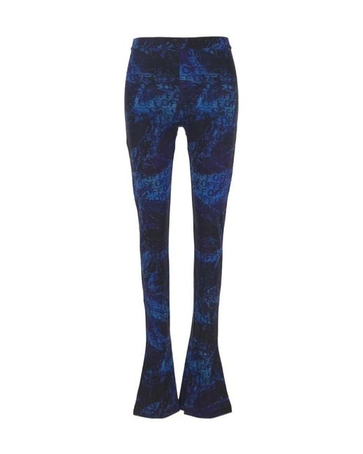 Off-White c/o Virgil Abloh Blue All-Over Patterned Flared Trousers