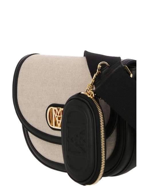 MCM Black Mode Travia Logo Plaque Small Crossbody Bag