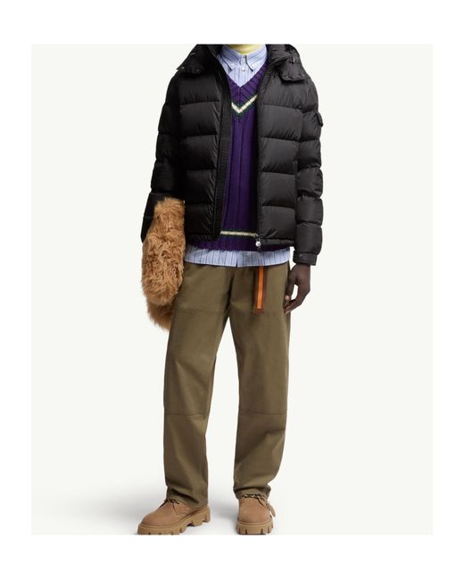 Moncler Black Maya Zip-Up Hooded Puffer Jacket for men