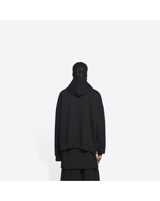 Balenciaga Black Logo-Print Hoodie for men