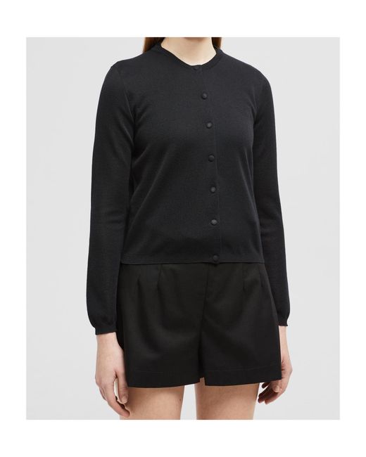 Moncler Black Embroidered Logo Button-Up Cardigan