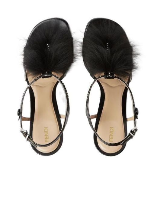 Fendi Black Noir Leather Sandals
