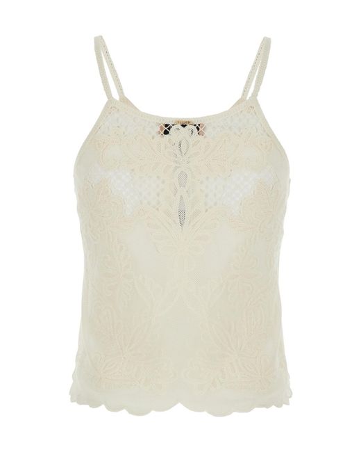 Twinset Natural Embroidered Detail Sleeveless Top