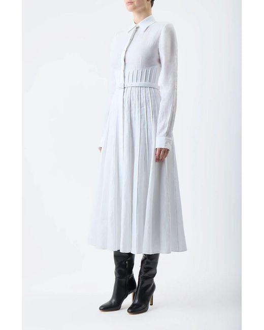 Gabriela Hearst White Dewi Linen Midi Shirt Dress