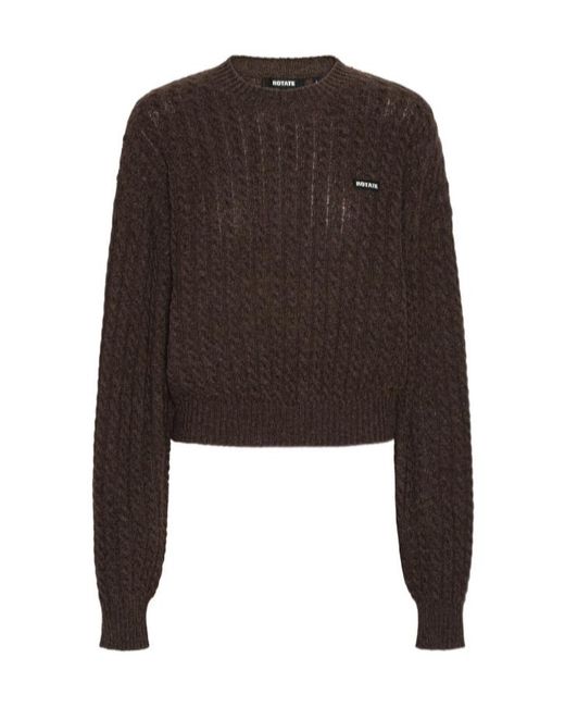 ROTATE BIRGER CHRISTENSEN Brown Long-Sleeved Crew Neck Sweater