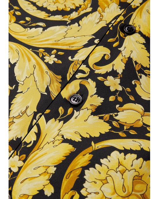 Versace Yellow Baroque Pattern Long Sleeved Pajama Top