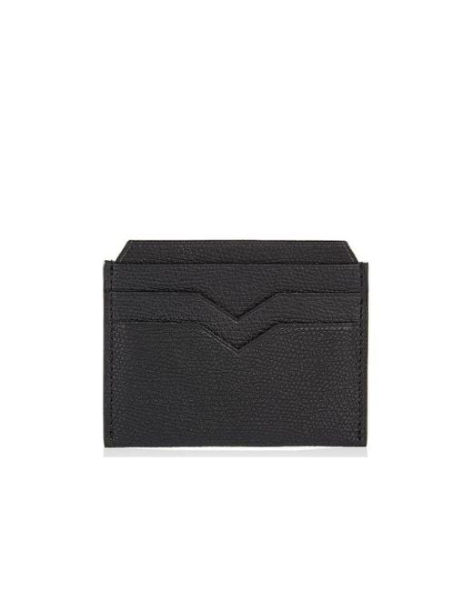 Valextra Black V-Shaped Lacquered Edge Cardholder