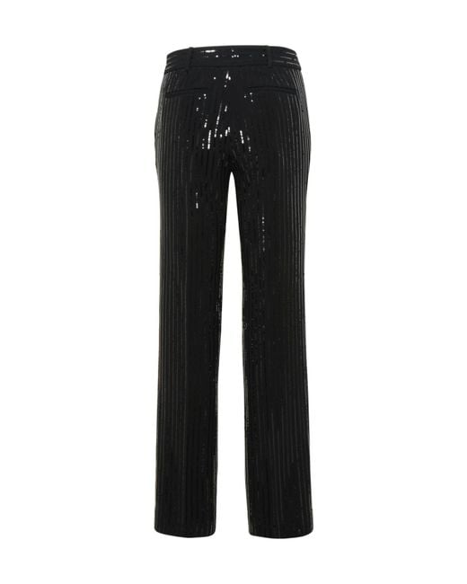 MICHAEL Michael Kors Black Pinstripe Sequined Straight-Leg Pants