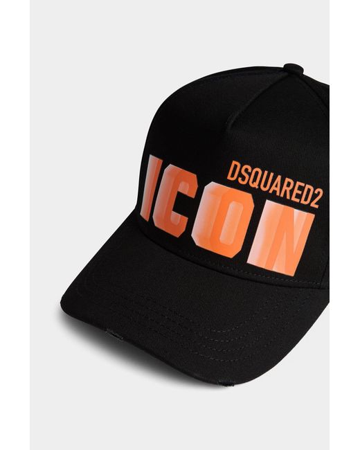 DSquared² Black Logo Printed Curved Peak Baseball Cap for men