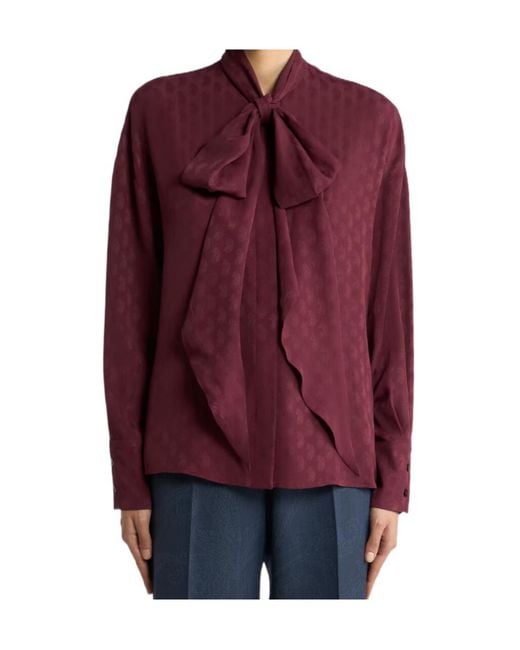 Etro Purple Silk-Blend Jacquard Shirt With Silk Scarf And Paisley Motif