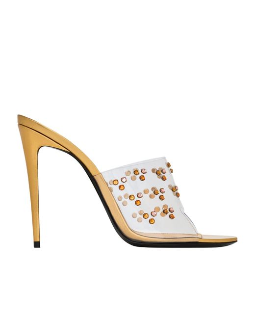 Saint Laurent White Mae Mules