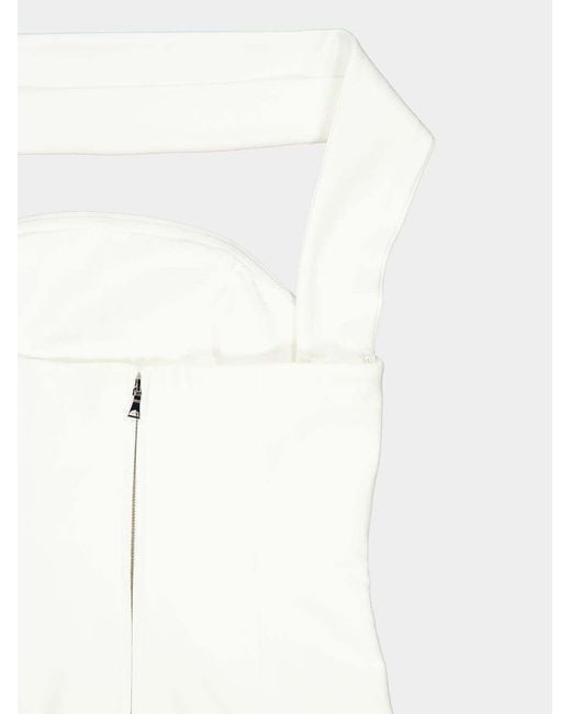 Roland Mouret White Cream Scarf Neckline Bustier Top