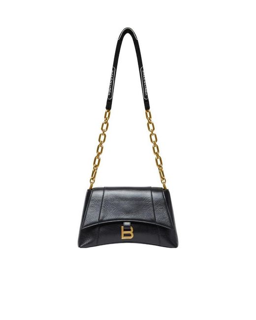 Balenciaga White Logo Plaque Downtown Shoulder Bag