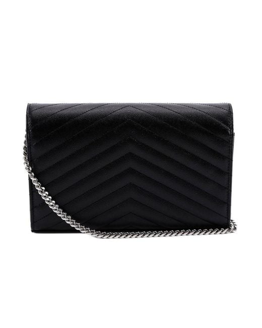 Saint Laurent Black Classic Cassandre Chain Wallet