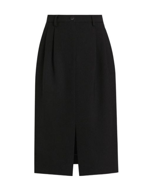 Dolce & Gabbana Black Pleated Midi Skirt