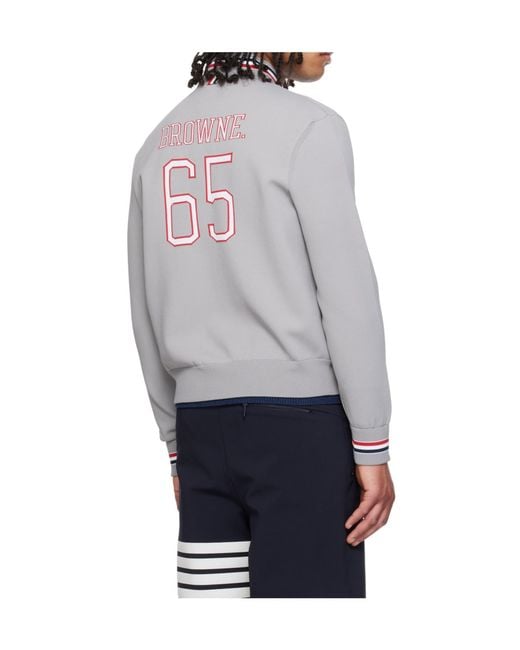 Thom Browne Gray Browne 65 Intarsia Bomber Jacket for men