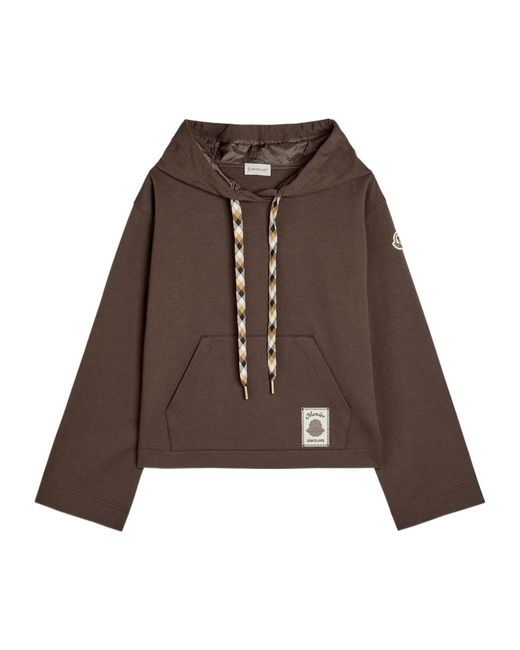 Moncler Brown Hooded Cotton-Blend Sweatshirt