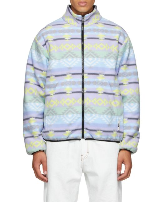 MSGM Blue Abstract Pattern Printed Jacket for men