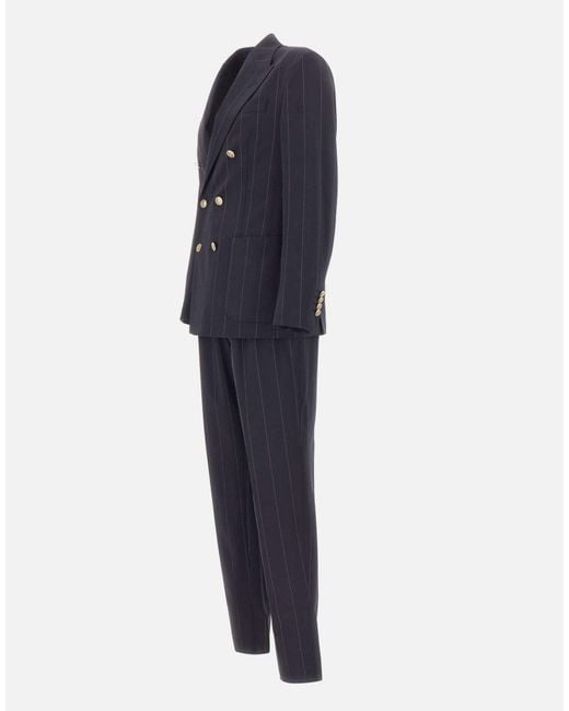 Eleventy Blue Pinstripe Double-Breasted Suit for men
