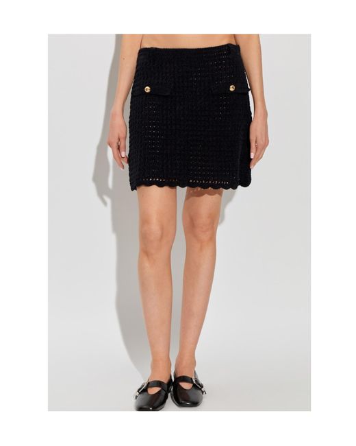 Ganni Black Crochet Mini Skirt
