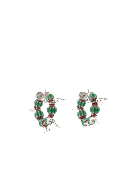 Dries Van Noten White Beaded Earrings