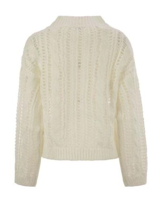 Brunello Cucinelli Natural Cable-Knit Mesh Jumper