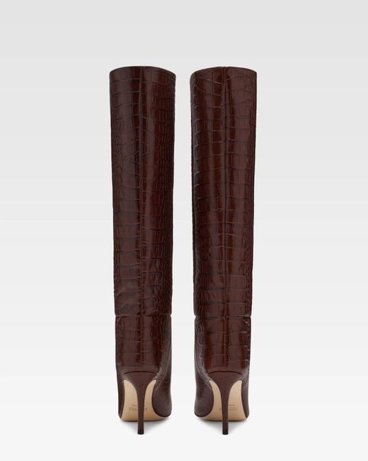 Paris Texas Brown Stiletto 85 Embossed Knee-High Boots