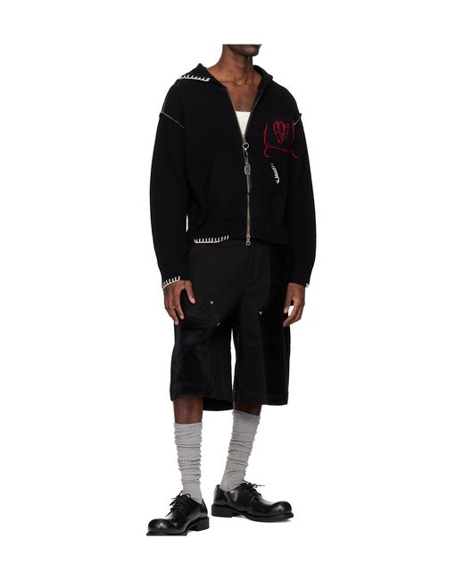 ANDERSSON BELL Black Heart Logo Zip-Up Hoodie for men