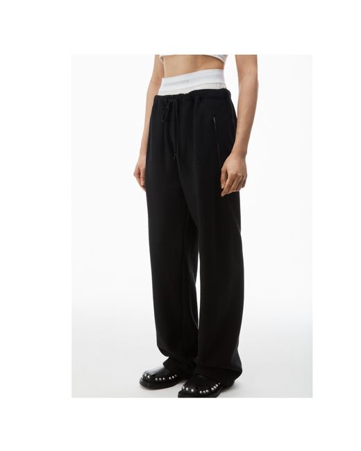 Alexander Wang Black Layered Wide-Leg Sweatpants