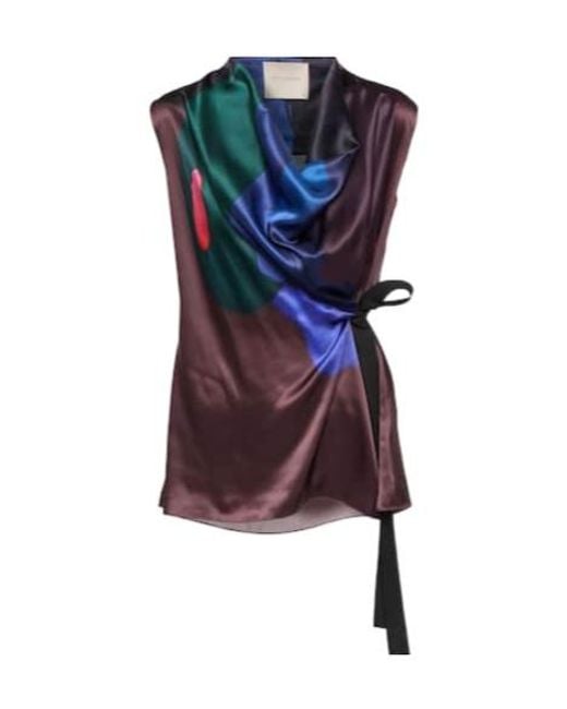 Roksanda Multicolor Printed Self-Tie Silk Top