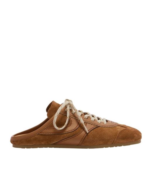 Dries Van Noten Brown Suede Sneaker Mules