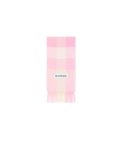 Acne Pink Logo Patch Checked Scarf for men
