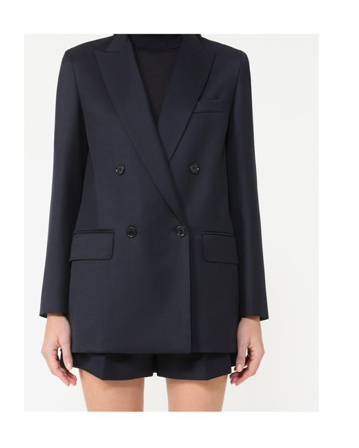 Max Mara Blue Double Breasted Button-Up Blazer