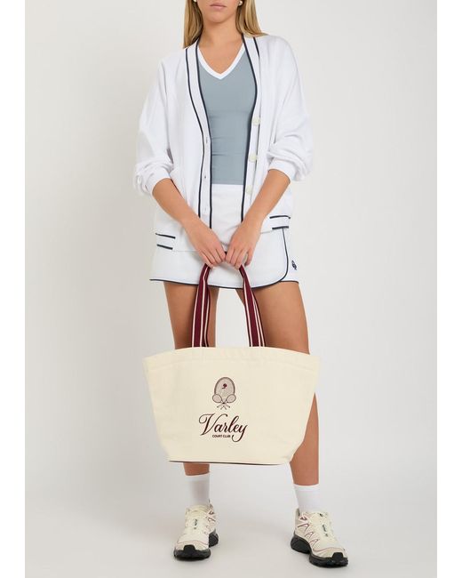 Varley White V-Neck Knit Cardigan