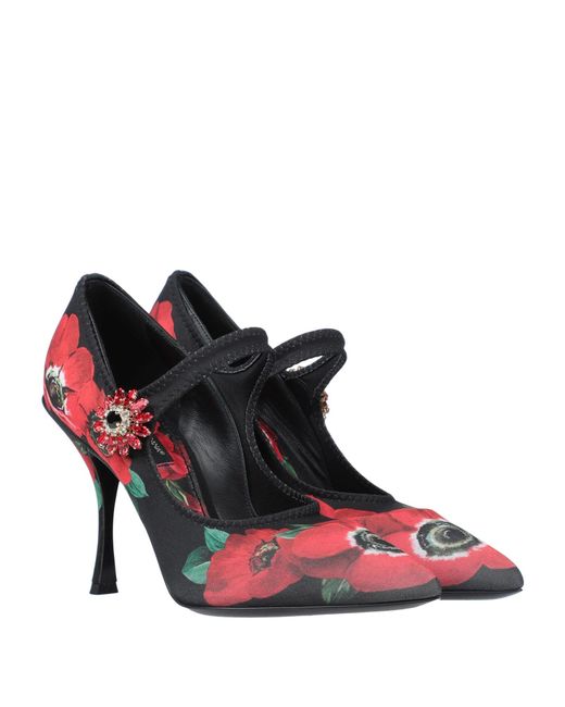Dolce & Gabbana Red Printed Mary Jane High Heels