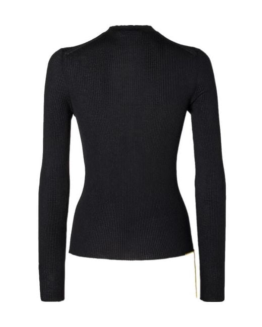 Fendi Black Sweater Wool Ribbed Sweater